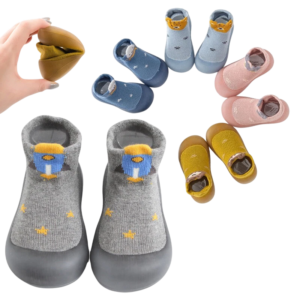 Sapatos para bebés antiderrapantes com sola de borracha macia